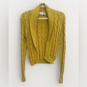 Anthropologie Sparrow Cardigan Sweater Cable Knit Yellow Open Women S Fisherman